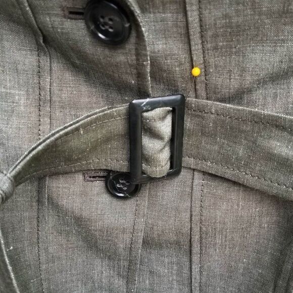 Tahari Gray Cap Sleeve Linen Blend Belted Jacket Size 12 - Picture 6 of 11